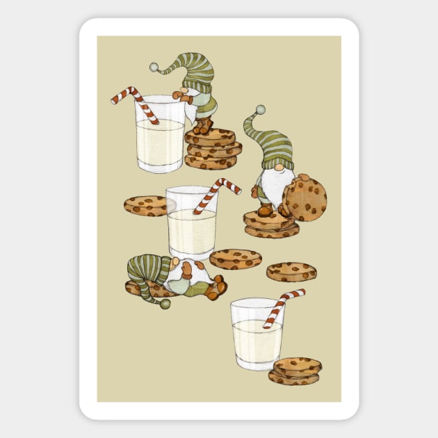 Gnomes with Milk and Cookies Magnet by micklyn